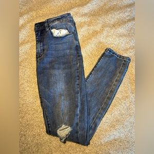 Used FashionNova Slightly Distressed Blue Skinny Jeans